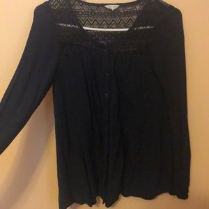navy blue lace top aeropostale peasant blouse